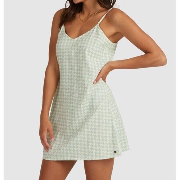 Roxy Dresses & Skirts - Roxy Shine A Light Strap Dress Women's L Green Coastal Beach Casual Large